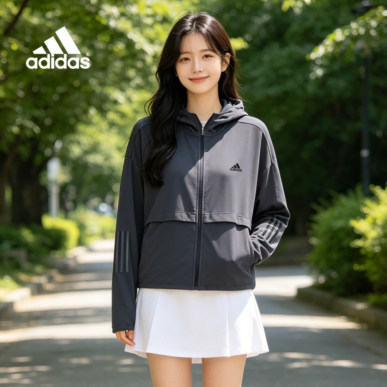 Adidas阿迪达斯防晒衣女款防紫外线凉感轻薄透气洋气户外防晒服