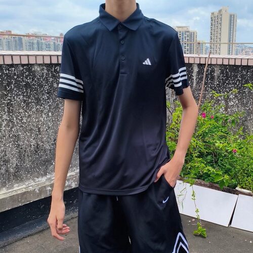 阿迪达斯男子翻领百搭短袖POLO衫