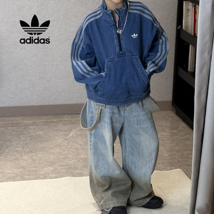 Adidas/阿迪达斯正品三叶草大童牛仔休闲运动短款外套JC7878
