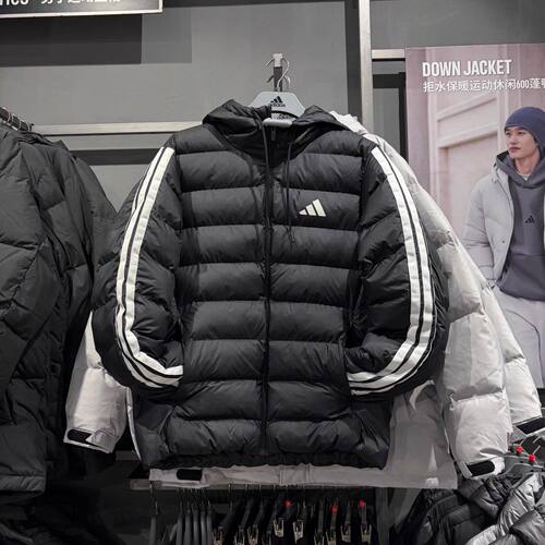 阿迪达斯男防风保暖连帽棉服外套