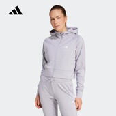 运动针织夹克加绒外套IX5066 女子短款 Adidas阿迪达斯正品 2026新款