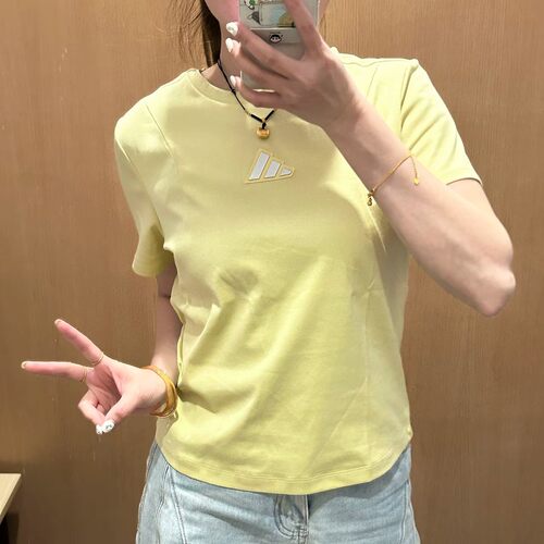 Adidas/阿迪达斯正品夏季女士短款休闲经典纯棉修身短袖JM8818