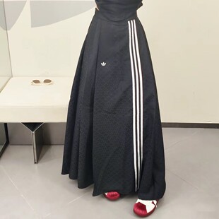 Adidas阿迪达斯三叶草女子新中式马面裙运动半身裙长裙KC5843