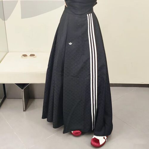 正品Adidas阿迪达斯三叶草女子新中式马面裙运动半身裙长裙KC5843