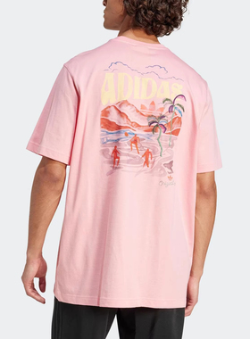 正品阿迪达斯三叶草短袖2026新款透气男子印花棉质半袖T恤KC4957