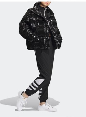 Adidas三叶草阿迪达斯女子运动休闲潮流亮面蓬松羽绒服外套IU4797