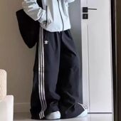 子女男KA2760 可拆卸裤 Adidas阿迪达斯三叶草阔腿裤 梭织跳伞伞兵裤