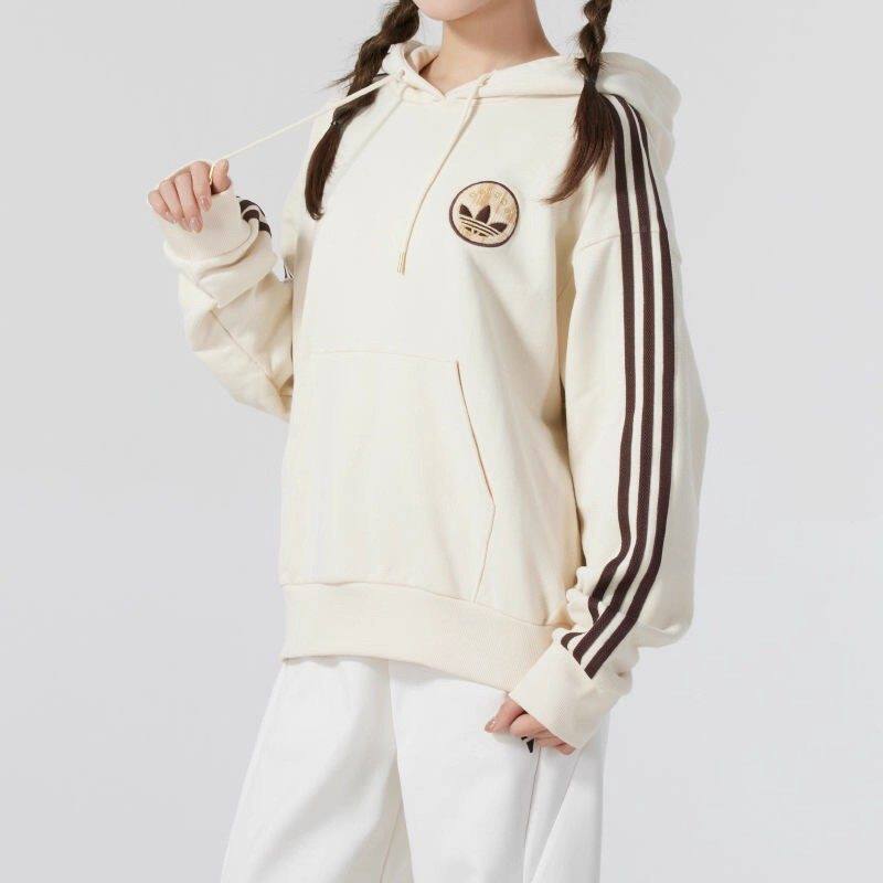 阿迪达斯三叶草卫衣外套女款爆款2026冬新款针织连帽套头衫JC6853