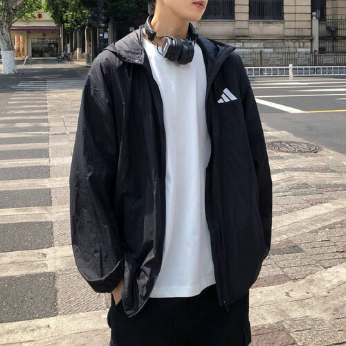 adidas/阿迪达斯休闲连帽夹克外套皮肤衣男女春夏新款 KA9300