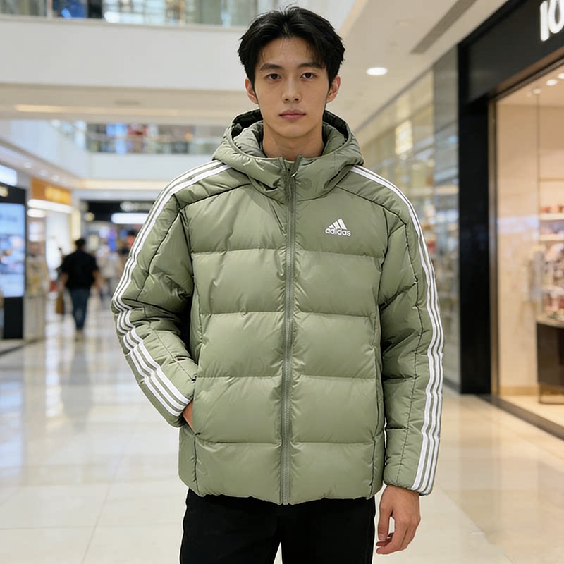 Adidas阿迪达斯羽绒服男款冬季新款加厚保暖面包服连帽外套JN7479