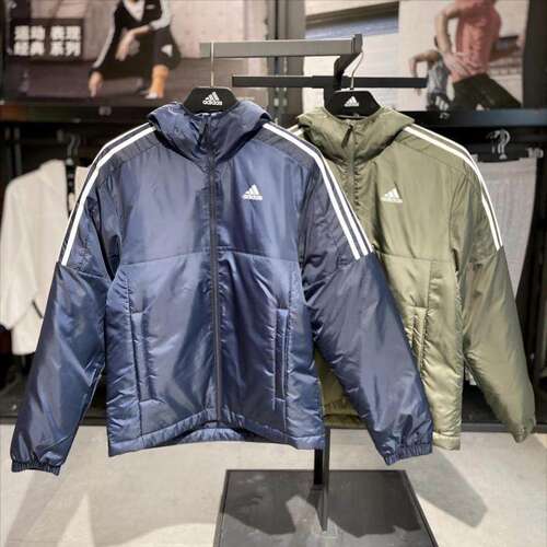 阿迪达斯男保暖防风连帽运动棉服