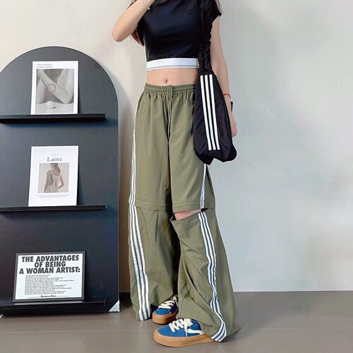 正品阿迪达斯三叶草女子2026新款运动休闲可拆卸阔腿长裤JM9255