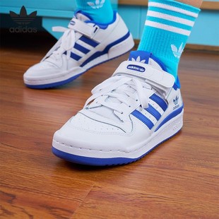 FY7974 低帮休闲运动白蓝魔术贴板鞋 阿迪达斯三叶草FORUM LOW女款