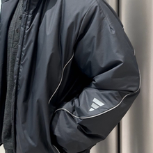 Adidas阿迪达斯棉服外套男款秋冬潮流反光条宽松保暖夹克JY0210