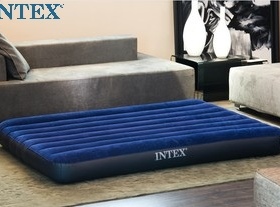 原装正品INTEX-68758豪华双人条纹植绒充气床垫 气垫床 空气床