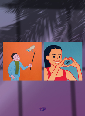 TLP反光车贴 Joan Cornella黑色幽默插画贴纸比心请滚监控自拍贴