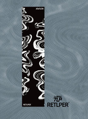 RETLPER反光贴纸 原创 山水波纹 长方形新中式防水汽摩装饰贴纸