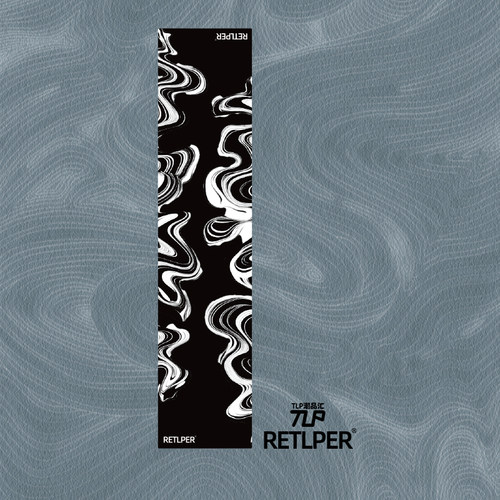RETLPER反光贴纸 原创 山水波纹 长方形新中式防水汽摩装饰贴纸