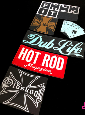 TLP镂空贴 OLD SKOOL复古怀旧经典范DUB LIFE美式牌照拉丝贴纸