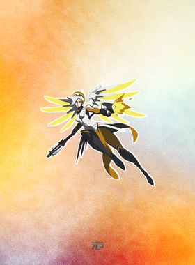 TLP反光车贴 守望先锋喷漆涂鸦周边天使Mercy 墙贴定制游戏贴纸