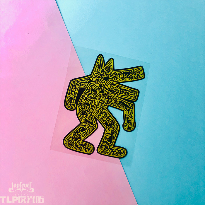 tlp反光车贴 狗狗狼动物图腾图案简约防水定制车身玻璃行李箱贴纸