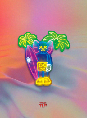 TLP反光贴 霓虹感XX眼椰树沙滩冲浪板 平面笔记本遮盖装饰 贴纸