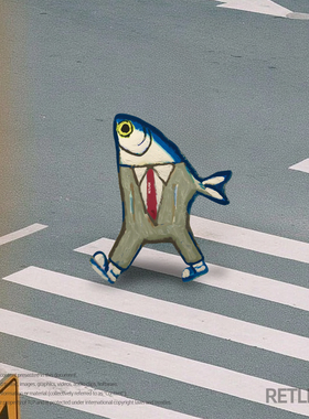 RETLPER镂空车贴 原创 路边一条咸鱼 双手揣兜 汽摩平面防水贴纸