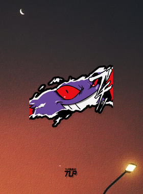 TLP反光车贴 耿鬼Gengar宝可梦邪笑 P5女神异闻头像风格 防水贴纸