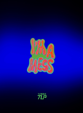 TLP反光车贴 我一团糟 mess英文艺术字糖果色 复古平面防水贴纸