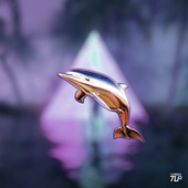 涂鸦平板平面 金属海豚蒸汽波 防水贴 赛博机械飞机 TLP反光贴纸