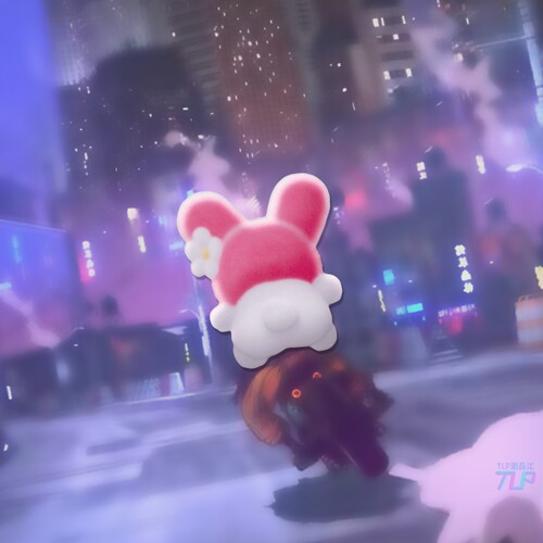 粉兔子贴纸原创背影摩托车骑手