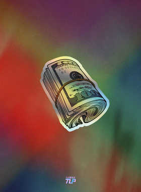 TLP镭射车贴 美国100一百美刀成捆钱RICH变色电镀效果防水贴纸