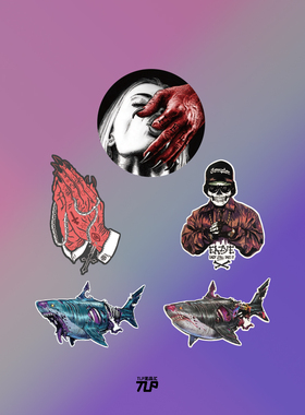 TLP套贴 恶魔HELL撒旦路西法祈祷之手僵尸鲨鱼嘻哈骷髅哥特贴纸