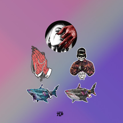 TLP套贴 恶魔HELL撒旦路西法祈祷之手僵尸鲨鱼嘻哈骷髅哥特贴纸