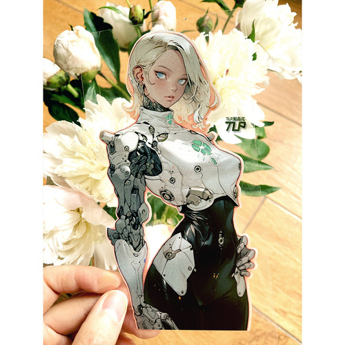 TLP反光车贴 美少女机械机甲改造 赛博朋克 原创笔记本平面贴纸