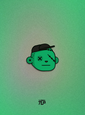 TLP反光贴纸 小绿僵尸头像 嘻哈摇滚XX眼 可爱刀疤脸 防水平面贴