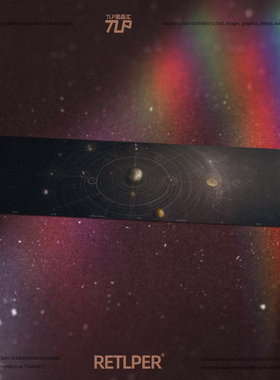 RETLPER反光车贴 原创《宇宙漫游者》长方形汽摩防水平面贴纸