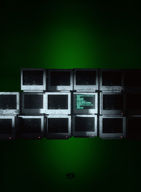 TLP反光贴纸 显示器屏幕堆赛博朋克代码复古科技电子涂鸦平面贴纸