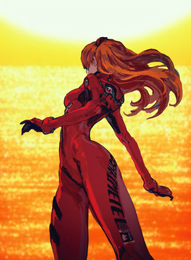 TLP反光车贴 EVA新世纪福音 明日香Asuka半身2号机 动漫汽车贴纸