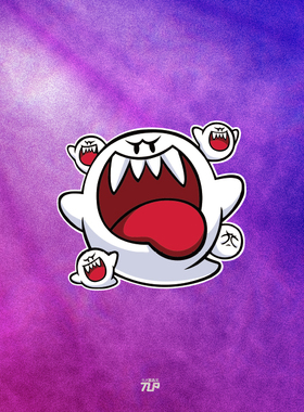 TLP反光车贴 马里奥弹珠台Big Boo大鬼鬼王Q版笔记本贴行李箱贴纸