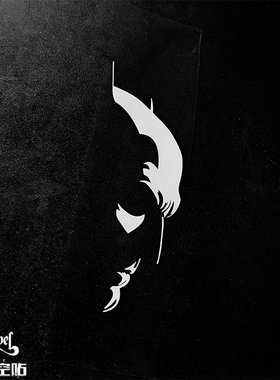 TLP镂空车贴 蝙蝠侠布鲁斯韦恩Batman黑暗骑士侧脸白色防水贴纸