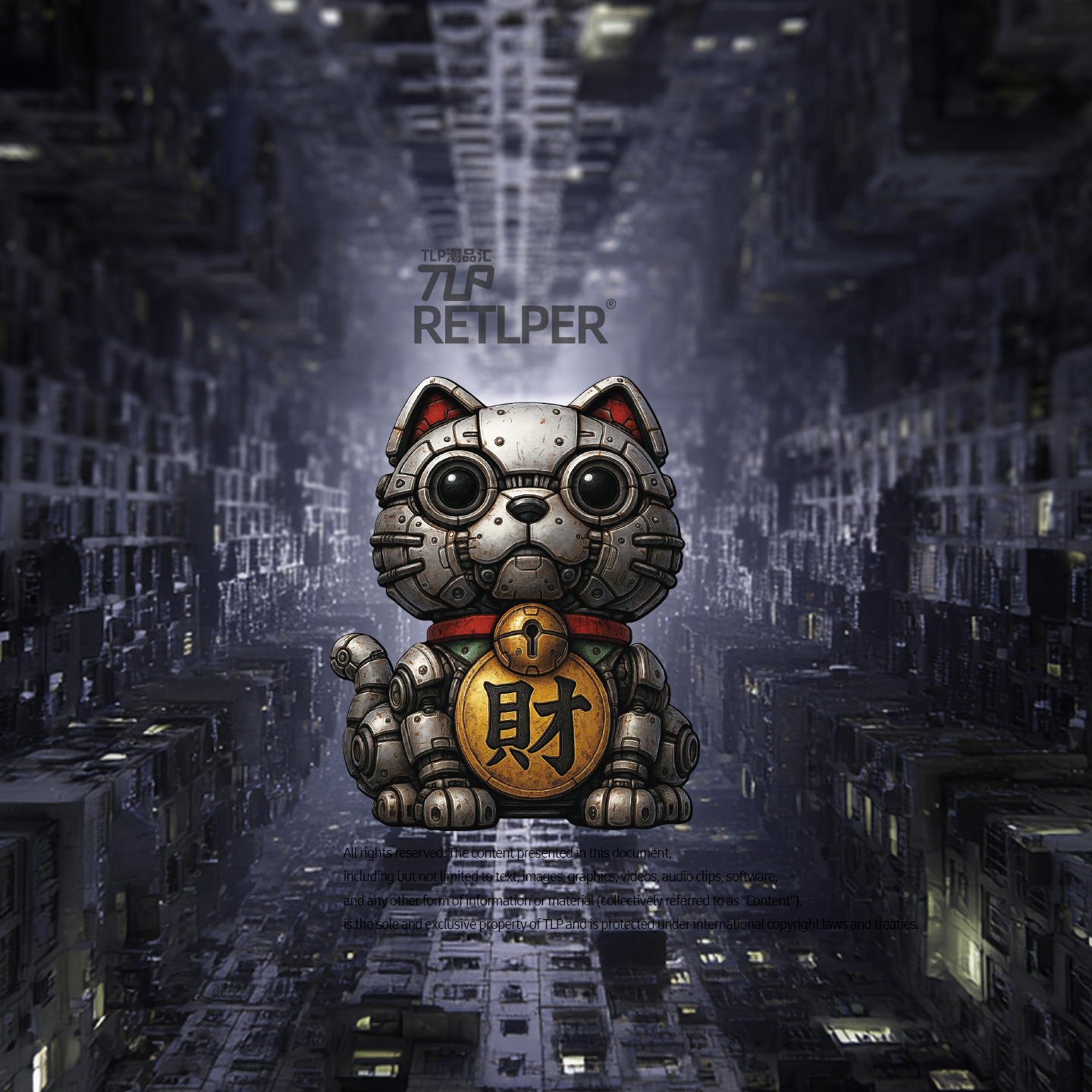 RETLPER反光车贴 原创 守财猫机器猫机械改造 保财 汽摩防水贴纸