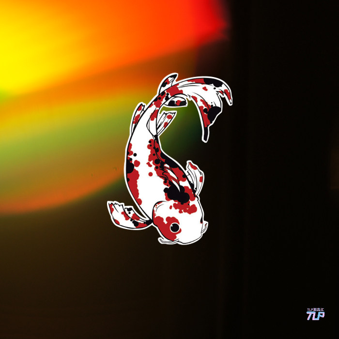 锦鲤水墨国画风格宠物反光车贴