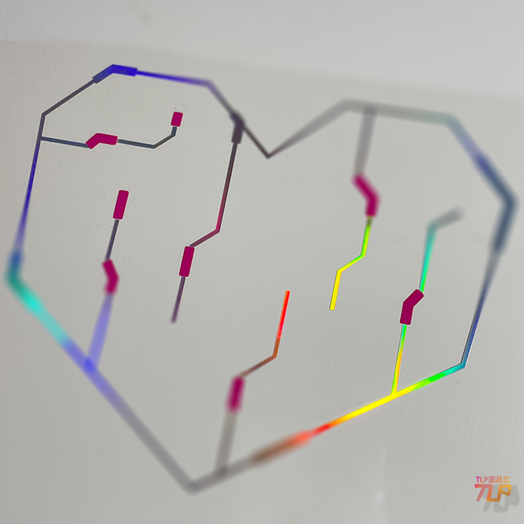 TLP镂空车贴 心情切片 电路图心脏 镭射变色闪点银 心跳桃心贴纸