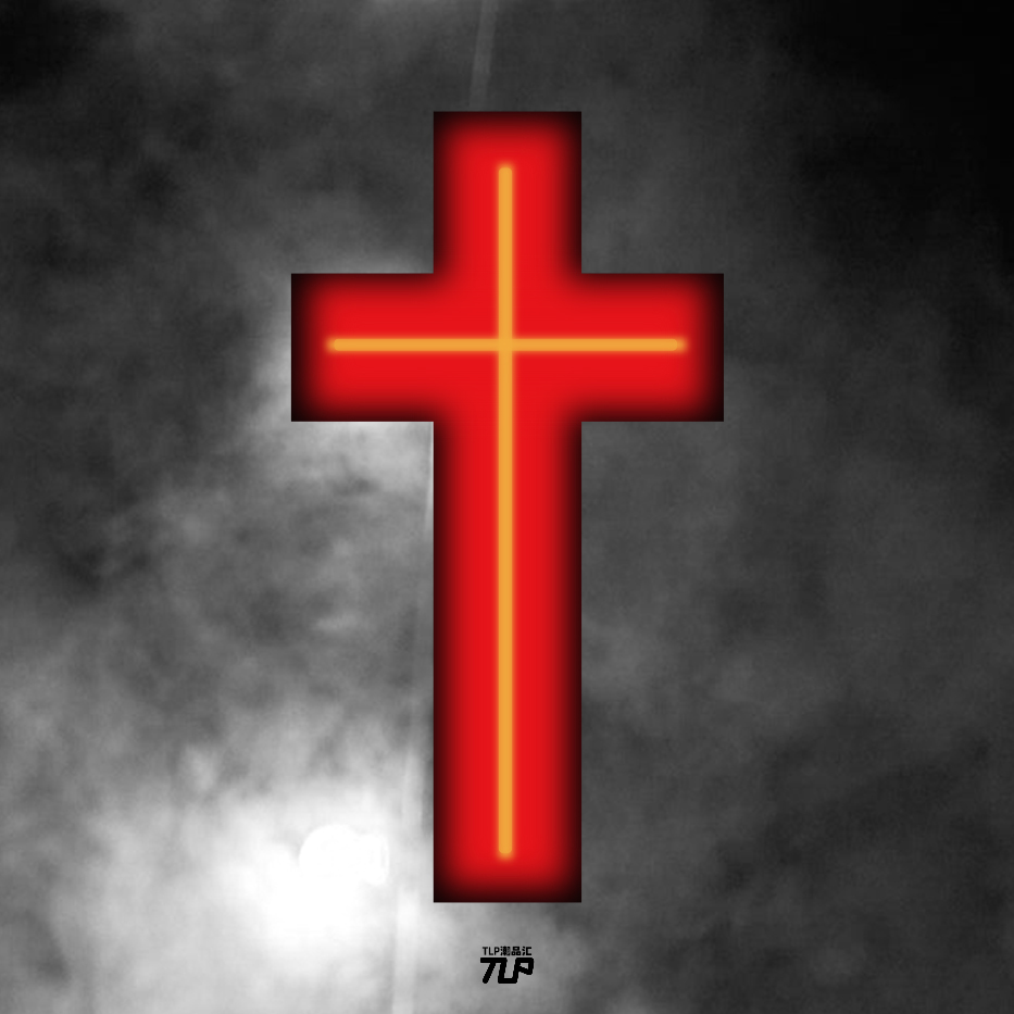 TLP反光车贴 cross十字架渐变色光晕潮流设计感防水遮痕防水贴纸