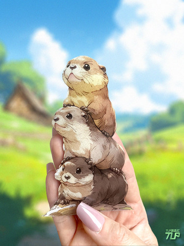三只放哨的土拨鼠贴纸原创