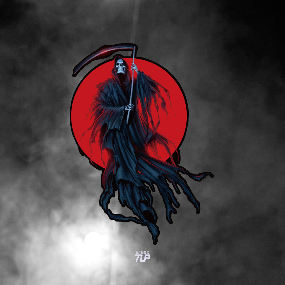 tlp反光车贴 骷髅死神镰刀落日末日死徒朋克哥特行李箱电脑机箱贴