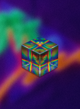 TLP反光贴纸  心情切片系列折射彩虹水晶立方体3D立体感 平面贴纸