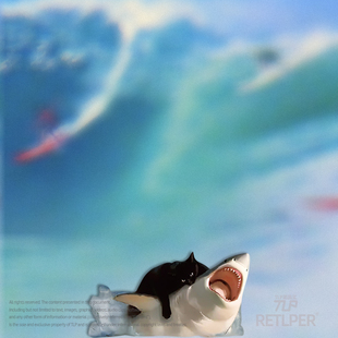 搞笑宠物表情包 汽摩防水平面贴纸 黑猫压制鲨鱼 RETLPER反光贴纸