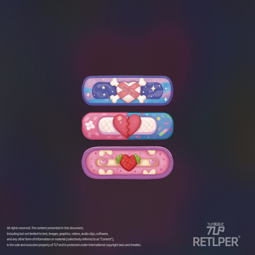 RETLPER反光贴纸 原创 爱心桃心草莓创可贴图案 汽摩装饰平面贴纸
